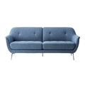 Moderne blauwe bank met metalen poten