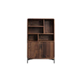 Titel: "Moderne Houten Boekenkast met Open Planken en Deuren"